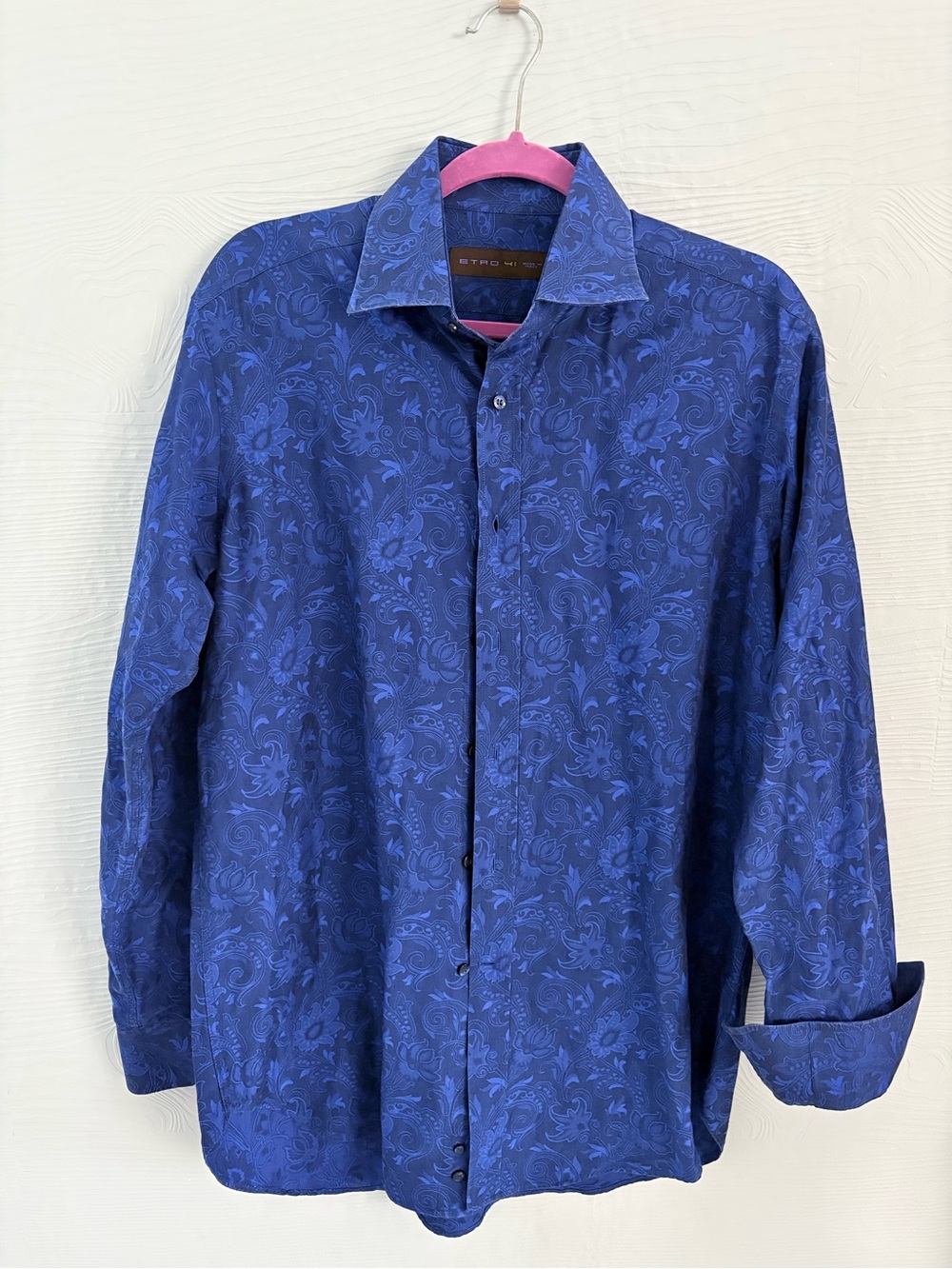 Etro Men's Deep Blue Paisley Long-Sleeve Dress Shirt